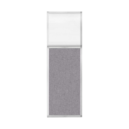 Versare Hush Panel Configurable Cubicle Partition 2' x 6' W/ Window Cloud Gray Fabric Clear Fluted Window 1852208-1